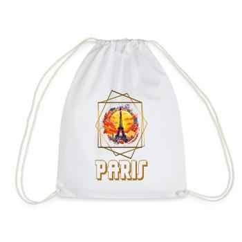 Paris, Eiffel Tower, France, City, Skyline, Art - Drawstring Bag - white - Front