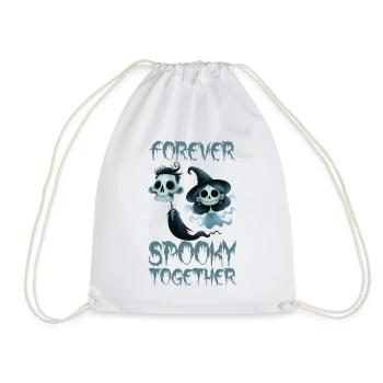 FOREVER SPOOKY TOGETHER, HALLOWEEN SCARY GHOSTS - Drawstring Bag - white - Front