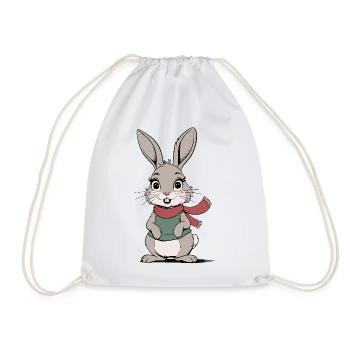 Cartoon Cute Rabbit - Drawstring Bag - white - Front