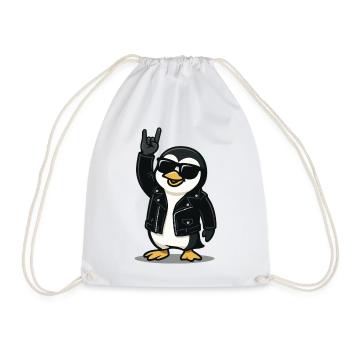 Rock'n'Roll Penguin - Drawstring Bag - white - Front