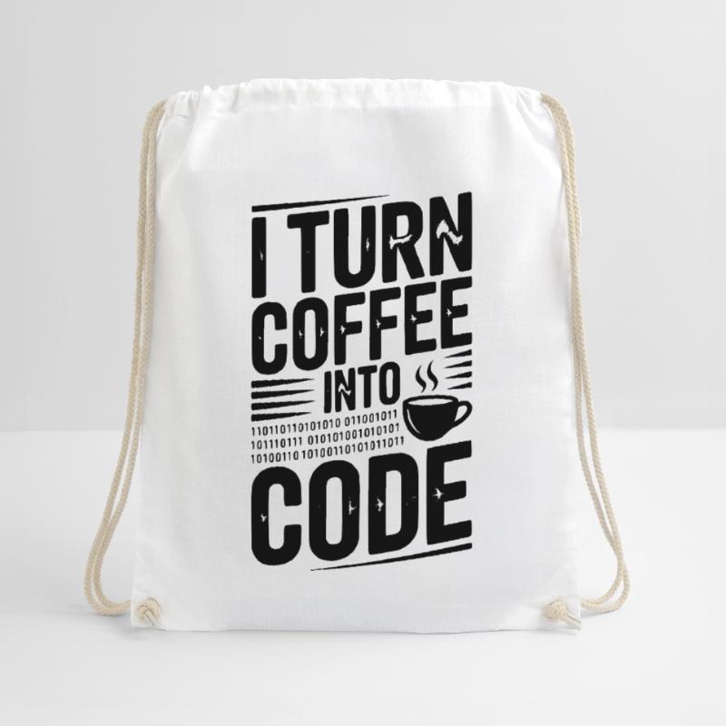 I Turn Coffee Into Code Drawstring Bag