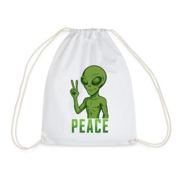 Peace Green Alien - Drawstring Bag - white - Front