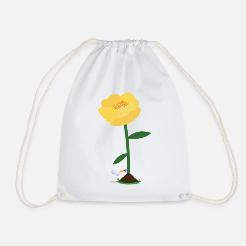 Yellow flower with ghost watering can - Drawstring Bag - white