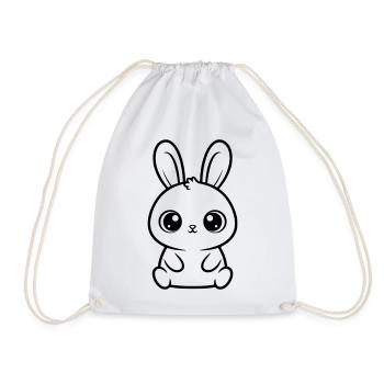 Kawaii Hase Große Augen Süß Vektor - Turnbeutel - Weiß - Vorne