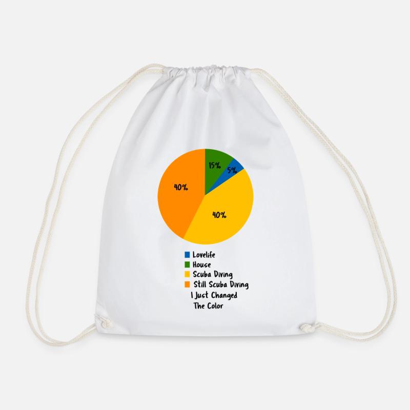 Funny Scuba Diving Pie Chart Sarcastic Diver - Drawstring Bag - white