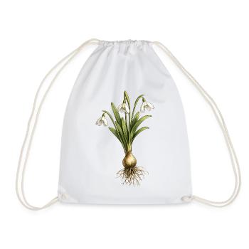 Snowdrops with bulb and roots - Drawstring Bag - white - Front