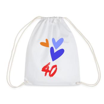 40. 40 YEARS. 40th ANNIVERSARY. 40 YEARS ANNIVERSARY. - Drawstring Bag - white - Front