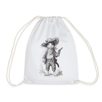 Cat Bandit - Drawstring Bag - white - Front