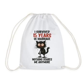 15 Wedding Anniversary Gift Husband Husband Wife - Drawstring Bag - white - Front