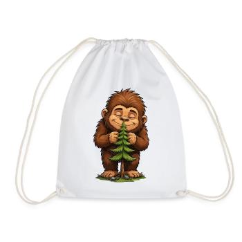 Cuddly Bigfoot with Christmas tree - Drawstring Bag - white - Front