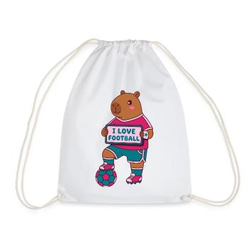 Football Capybara -  Tee Design -Soccer Fan Gift - Drawstring Bag - white - Front