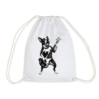Boston Terrier Guitare Rock Musique Amoureux des chiens - Sac de sport léger - blanc - Devant