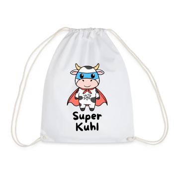 Super Kuhl – Superhelden Kuh - Turnbeutel - Weiß - Vorne