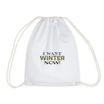 winter now sw - Drawstring Bag - white - Front