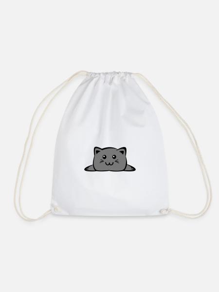 Cat Chibi - Drawstring Bag - white