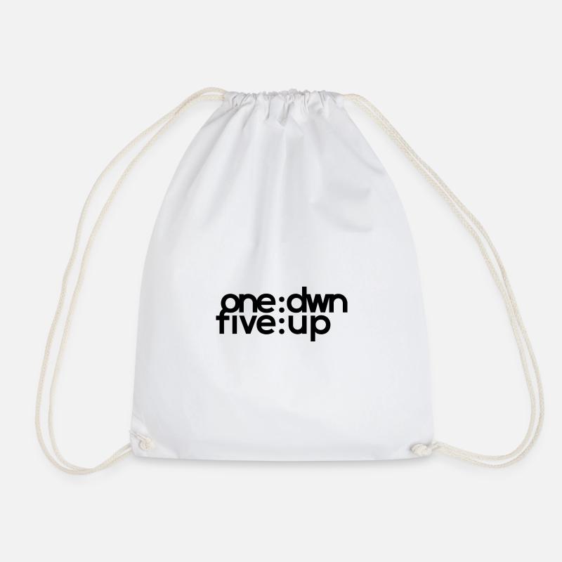 one: dwn five: up modern black - Drawstring Bag - white