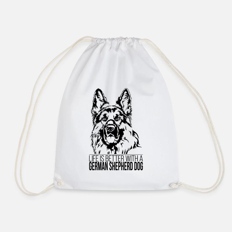 GERMAN SHEPHERD DOG life is better Spruch Wilsigns - Turnbeutel - Weiß