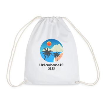 Urlaubsmotiv mit Palmen und Insel, Urlaubsreif 2.0 - Turnbeutel - Weiß - Vorne