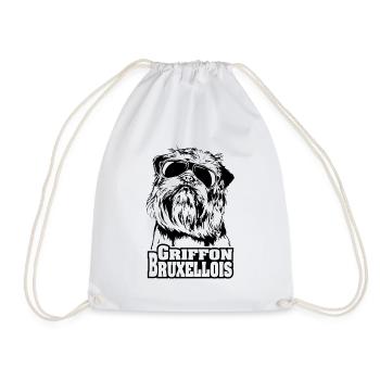 GRIFFON BRUXELLOIS cool sunglasses dogs dog - Drawstring Bag - white - Front
