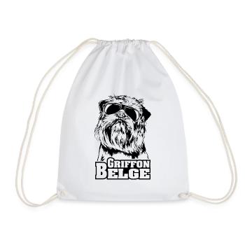 GRIFFON BELGE cool sunglasses dogs dog - Drawstring Bag - white - Front