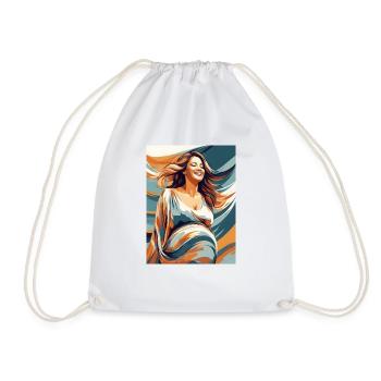 Happy and laughing pregnant woman is dancing - Drawstring Bag - white - Front