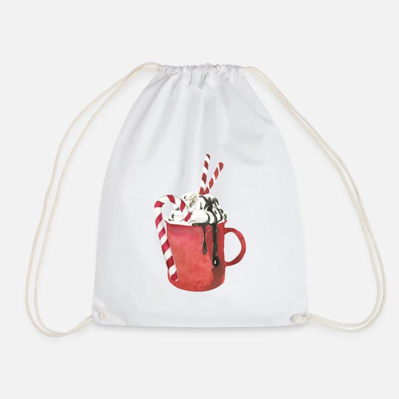 Hot chocolate and marshmallows - Drawstring Bag - white