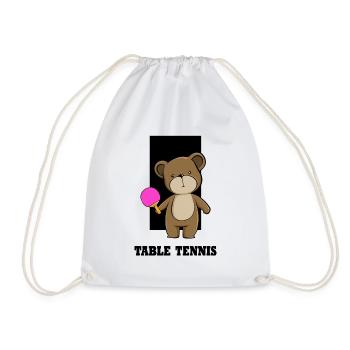 Tennis de table Tennis de table Ours Joueur de tennis de table - Sac de sport léger - blanc - Devant