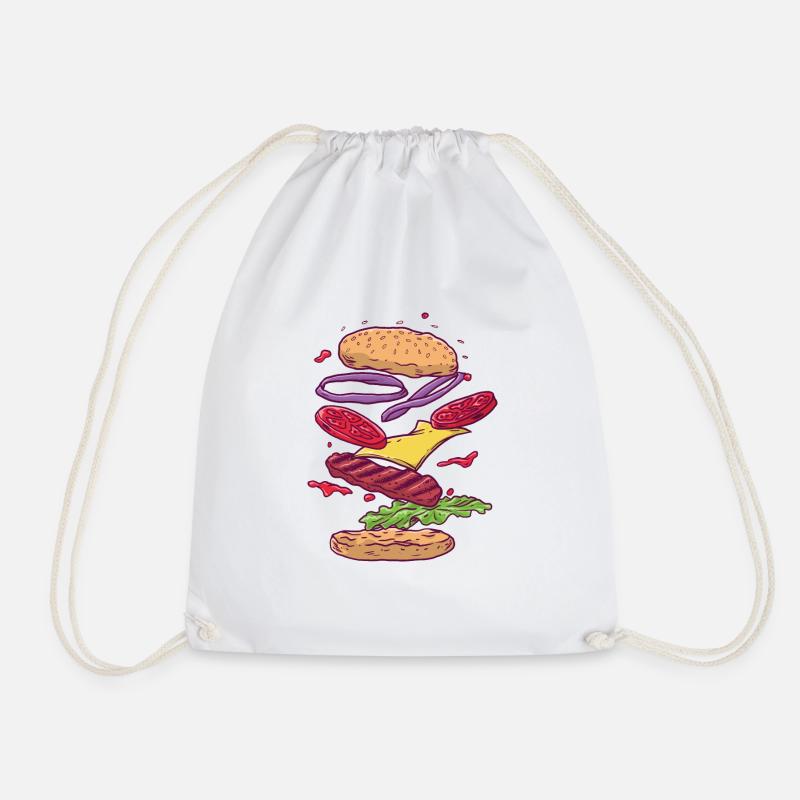 Burger / Fast Food / Lecker / Essen - Turnbeutel - Weiß