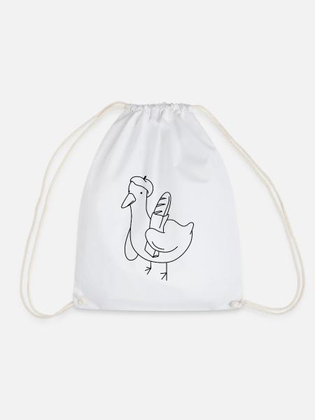 Baguette Duck - Drawstring Bag - white