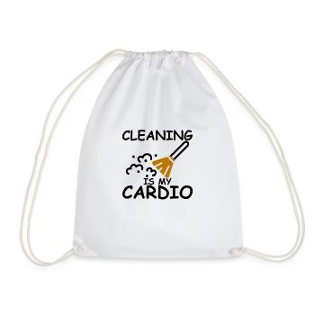 Cleaning Is My Cardio - Drawstring Bag - white - Front