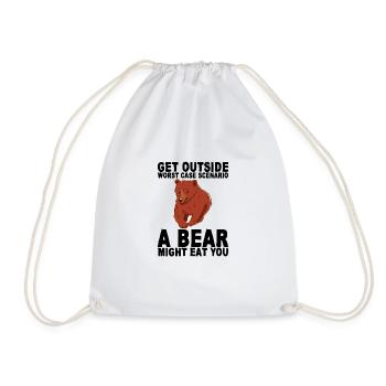 Get Outside, Worst Case Scenario, A Bear Eats You8 - Drawstring Bag - white - Front