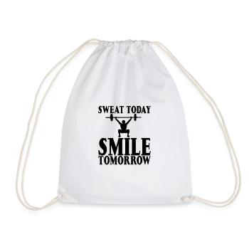 Sweat Today Smile Tomorrow - Drawstring Bag - white - Front