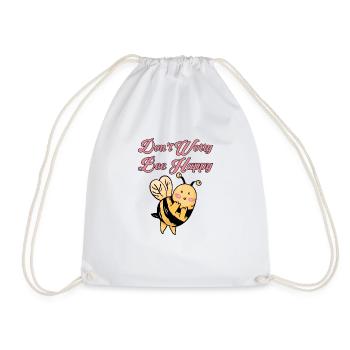 Don't Worry Bee Happy 31 - Drawstring Bag - white - Front