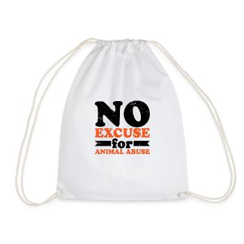 No Excuse For Animal Abuse 6 - Drawstring Bag - white - Front