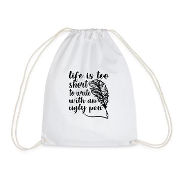 Life Is Too Short To Write With An Ugly Pen 2 - Drawstring Bag - white - Front