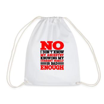 No, I Don't Know My Ancestry 1 - Drawstring Bag - white - Front