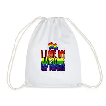 I Love My Awesome Gay Brother 4 - Drawstring Bag - white - Front