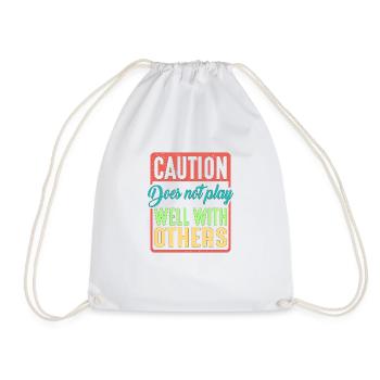 Caution Does Not Play Well With Others 39 - Drawstring Bag - white - Front