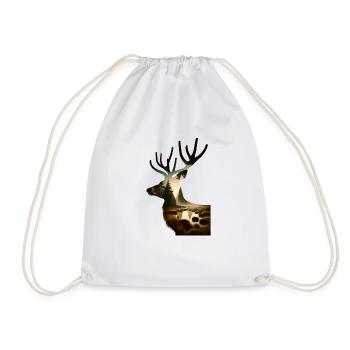 Nature in Deer Pattern - Drawstring Bag - white - Front