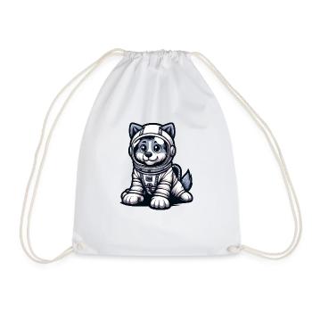 Cute Dog Astronaut - Drawstring Bag - white - Front