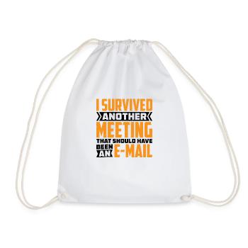 I Survived Another Meeting 82 - Drawstring Bag - white - Front