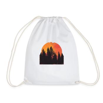 Sunset Forest Silhouette Outdoor Retro 80s Vibe 2 - Drawstring Bag - white - Front