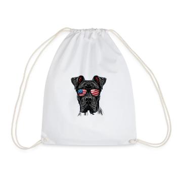 Great Dane with American Sunglasses - Drawstring Bag - white - Front
