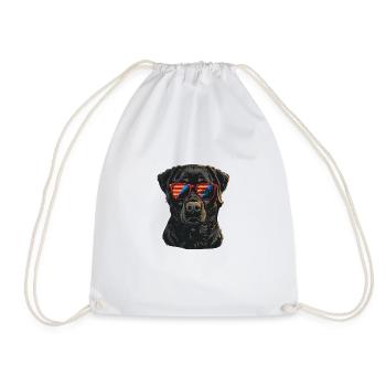 Labrador Retriever with American Sunglasses - Drawstring Bag - white - Front