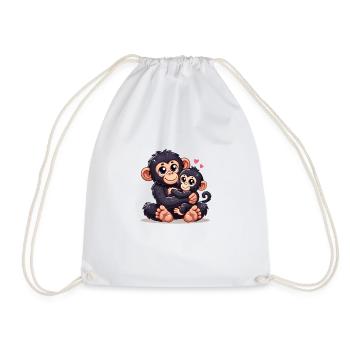 Loving Chimpanzee Parent with Child - Turnbeutel - Weiß - Vorne