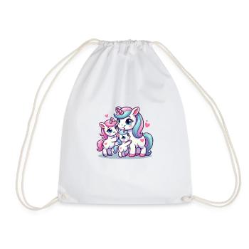 Parent licorne aimant avec deux enfants mignons - Sac de sport léger - blanc - Devant