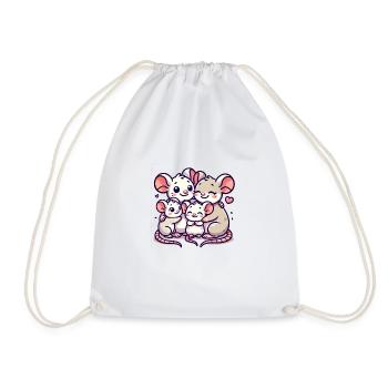Mouse Family Mother And Father With Two Children - Drawstring Bag - white - Front