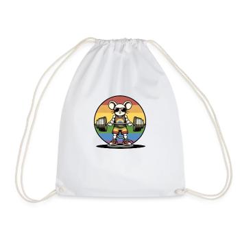 Souris arc-en-ciel cool soulevant dans la salle de sport - Sac de sport léger - blanc - Devant