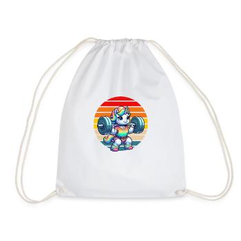 Rainbow Unicorn Lifting In The Gym - Turnbeutel - Weiß - Vorne
