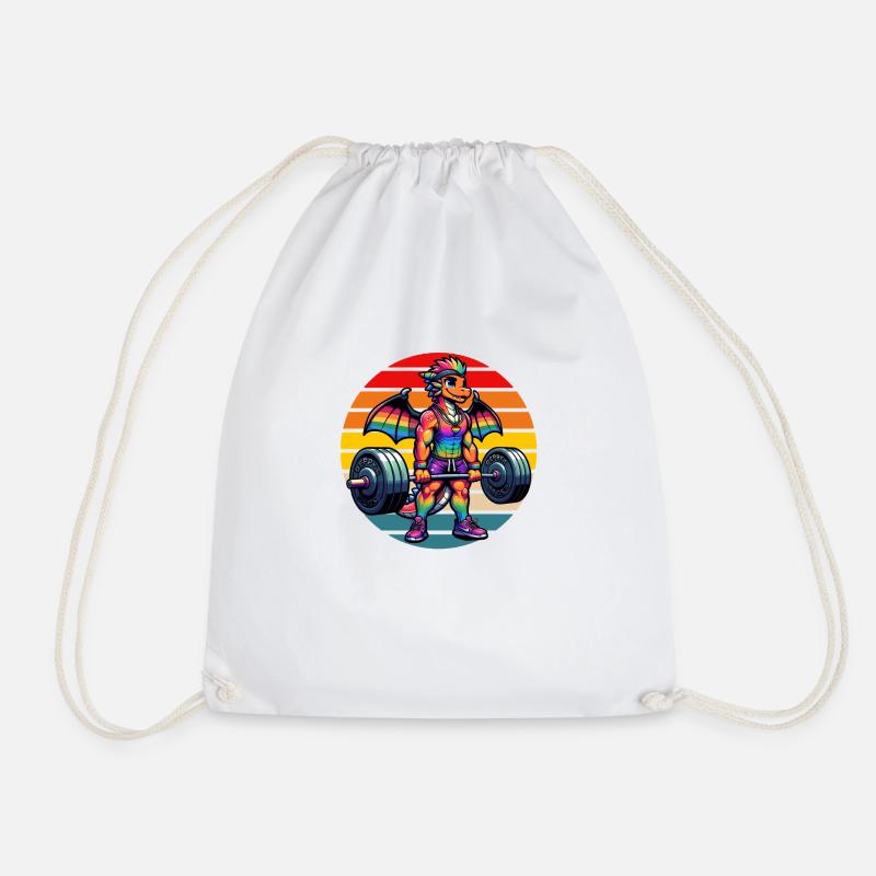 Strong Muscular Rainbow Dragon Lifting - Turnbeutel - Weiß